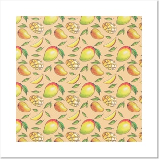 Watercolor pattern " delicious mango" Posters and Art